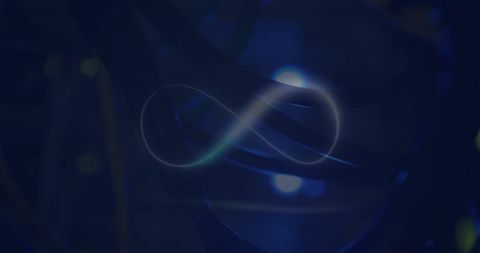 Infinity symbol with blue digital data background
