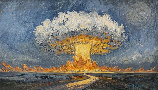 Mushroom Cloud Explosion with Dramatic Swirling Patterns