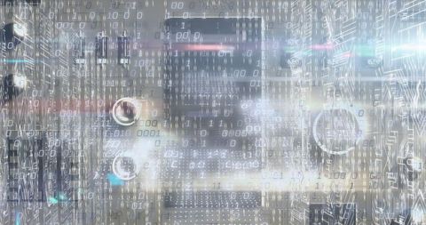 Abstract digital data overload in futuristic virtual space