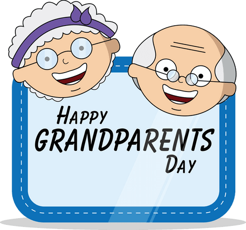Happy Grandparents Day Card with Smiling Faces on Transparent Background