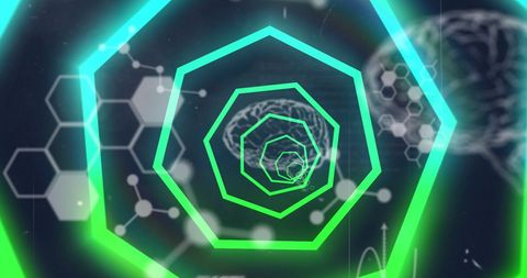 Neon Geometric Shapes with Science Data Imagery - Download Free Stock Images Pikwizard.com