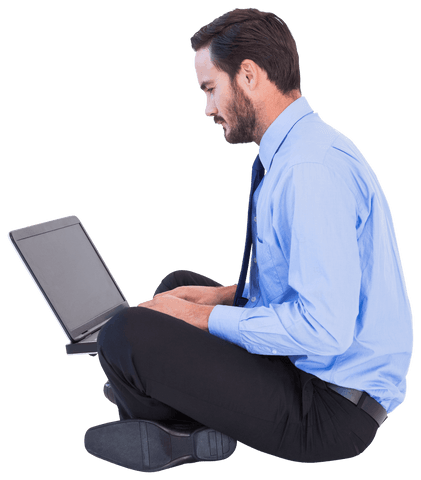 transparent relaxed businessman working laptop on floor - Download Free Stock Videos Pikwizard.com