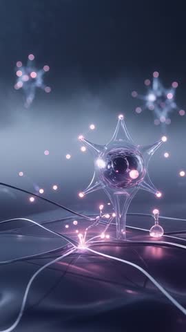 Emerging Neuron Pulsing Sparks Along Cables — Futuristic Neural Signal Flow Vertical Video