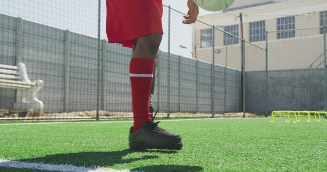 Soccer Player Practicing on Turf Field - Download Free Stock Images Pikwizard.com