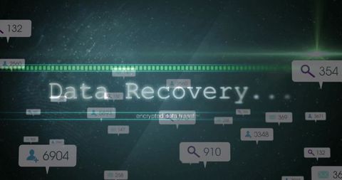 Glitchy Data Recovery in Futuristic Cybersecurity Interface
