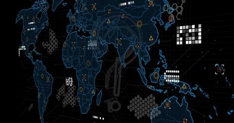 Global Data Processing with Digital World Map and Technology Interface - Download Free Stock Images Pikwizard.com