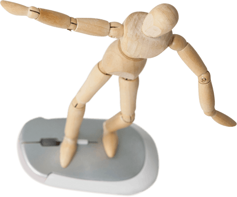 creative wooden figurine standing on modern computer mouse - Download Free Stock Videos Pikwizard.com