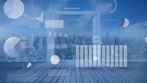 Digital Data Analytics Over Modern City Skyline