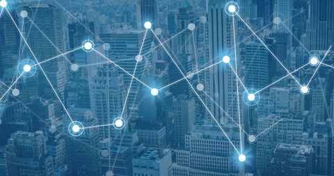 digital connectivity structure over urban skyline - Download Free Stock Images Pikwizard.com