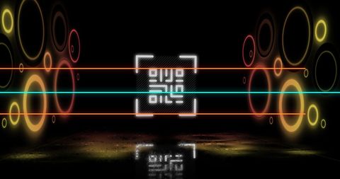 Glowing QR Code with Neon Circles and Lines on Dark Background - Download Free Stock Images Pikwizard.com
