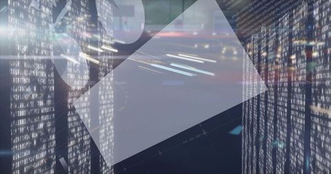 Futuristic Data Streams with Binary Panels and Light Trails