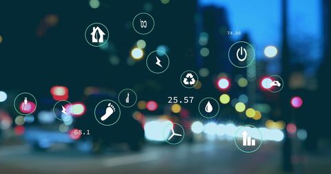 Digital Interface Overlay on City Traffic Scene