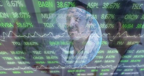 Clinical doctors collaborating over global health data with ecg overlay and digital metrics