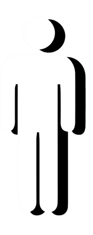 Minimalist human figure icon with transparent background and shadow