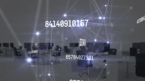 Modern Office with Futuristic Digital Interface Connections