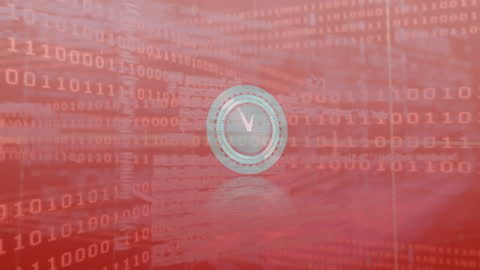 Digital Binary Code Emerging on Animated Clock Background