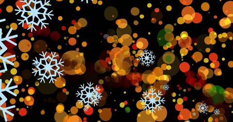 Festive Bokeh Snowflakes on Black Background