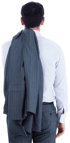 Businessman with Jacket Slinged Over Shoulder on Transparent Background