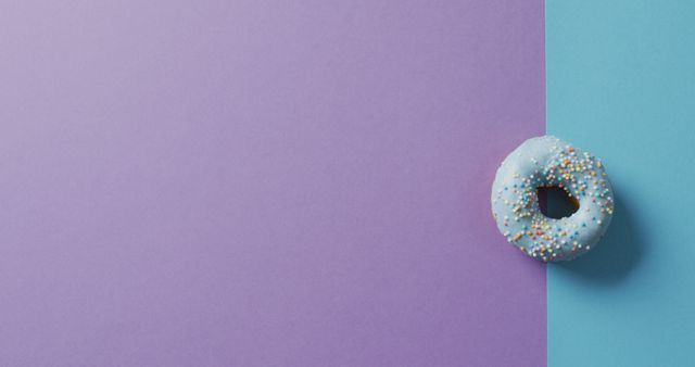 Pastel Blue Donut with Sprinkles on Colorful Background - Download Free Stock Images Pikwizard.com