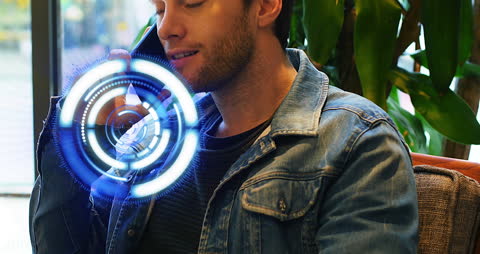 Digital Interface with Man on Smartphone