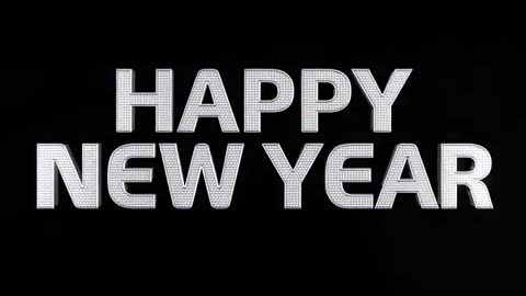 Shimmering Monochrome HAPPY NEW YEAR Dotted Typography Titlecard Loop for Video Intros