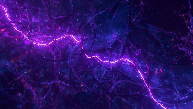 Vibrant Neon Filament in Cybernetic Space