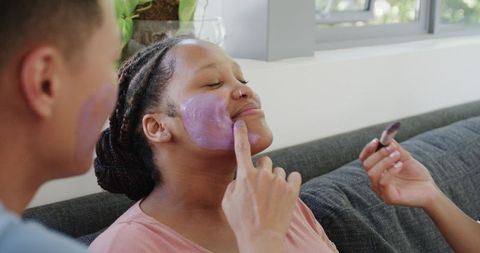 Couple Enjoying Relaxing Skincare Routine at Home