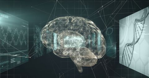 Digital Brain with Data Interfaces Depicting Artificial Intelligence - Download Free Stock Images Pikwizard.com