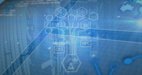 Abstract Digital Interface with Data Processing Symbols - Download Free Stock Images Pikwizard.com
