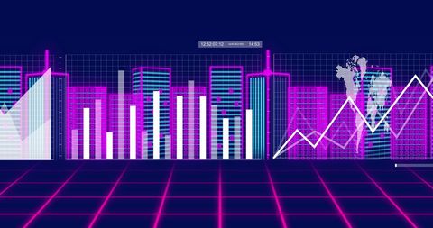 virtual financial data concept over futuristic cityscape - Download Free Stock Images Pikwizard.com