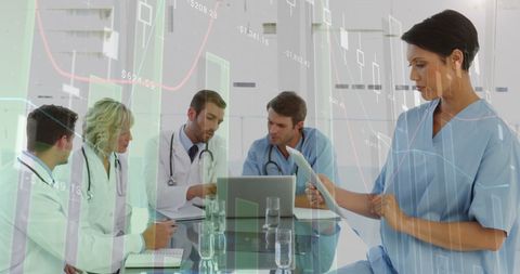 Healthcare Professionals Analyzing Data in Hospital Meeting