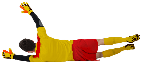 Goalkeeper Diving for Save Transparent Background