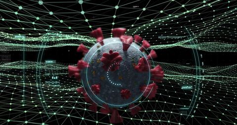 Futuristic Visualization of COVID-19 Cell with Digital Grid - Download Free Stock Images Pikwizard.com