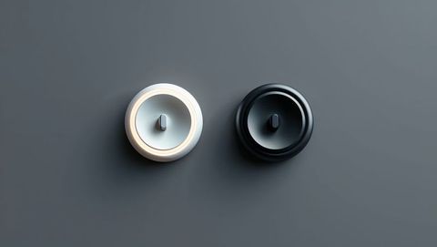 Minimalist modern control levers on matte grey surface for website designs