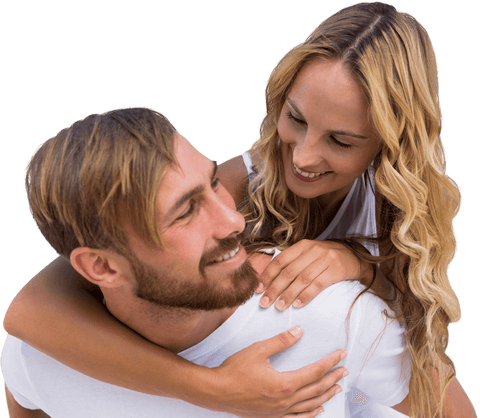 Happy Caucasian Couple Laughing on Transparent Background