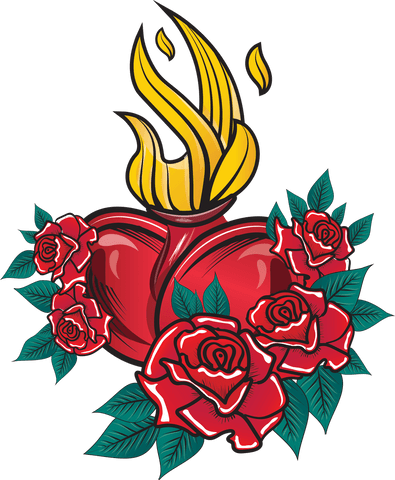 flaming heart with rosy flames and red roses on transparent background - Download Free Stock Videos Pikwizard.com