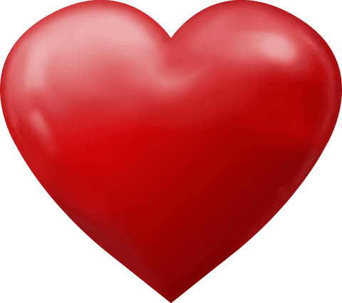 Digital Red Heart Illustration on Transparent Background for Love Themes