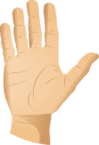 Transparent vector illustration of hand with open palm