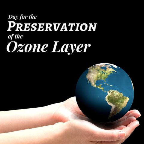 Hands Holding Earth with Text for Ozone Layer Preservation Day - Download Free Stock Templates Pikwizard.com