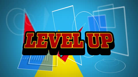 Dynamic Level Up Text Overlay Digital Animation