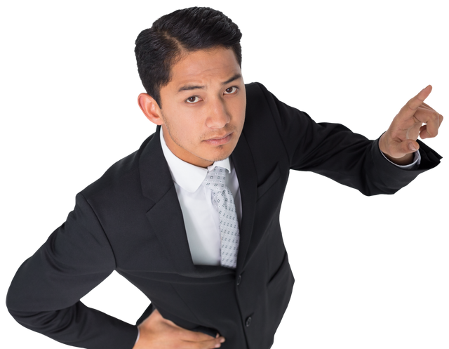 Transparent Businessman Pointing Up with Confident Gesture - Download Free Stock Videos Pikwizard.com