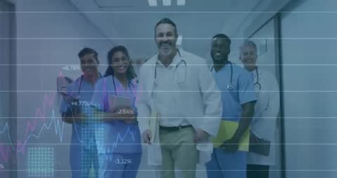 Diverse Medical Team Advancing Research with Real-Time Data Analytics
