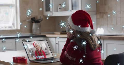 Virtual christmas connection with cozy festive atmosphere