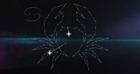 Cancer Zodiac Symbol with Futuristic Holographic Effect
