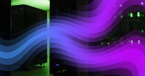 Abstract waves over data servers in a modern server room