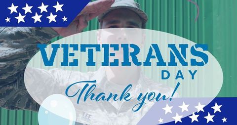 Veterans Day Tribute with Saluting Soldier and Gratitude Message