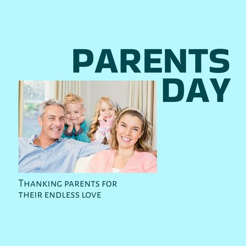Happy Young Family Celebrating Parents Day at Home - Download Free Stock Templates Pikwizard.com