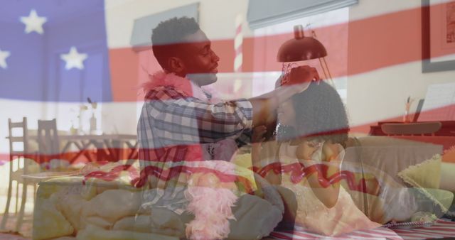 Father and Daughter Celebrating Independence Day at Home - Download Free Stock Images Pikwizard.com