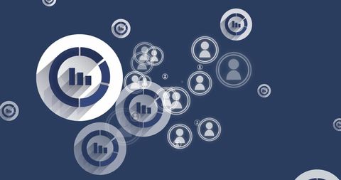 Digital Networking Abstract with Media Icons on Blue Background - Download Free Stock Images Pikwizard.com