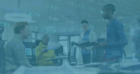 Global Business Meeting Amid Digital Transformation Overlay